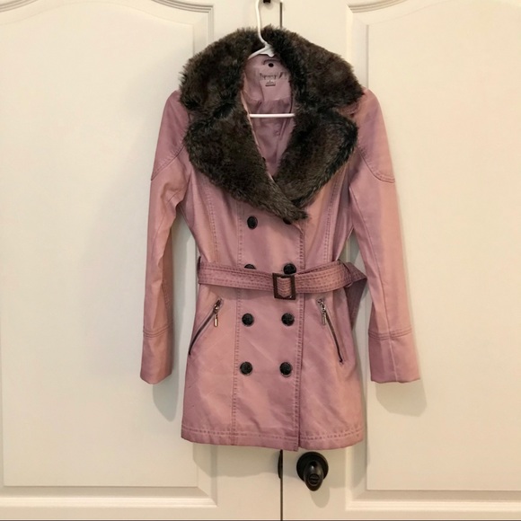 Jackets & Blazers - NWOT Mauve/Lavendar Faux Fur Collar Leather Jacket